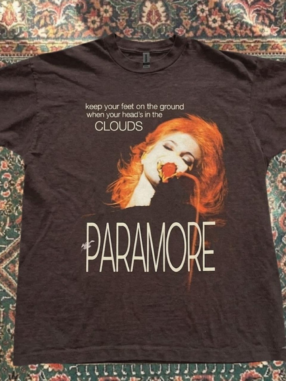 Gildan Charcoal Tee with Orange Graphic - Paramore